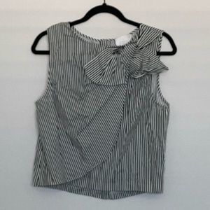 Striped shoulder bow blouse